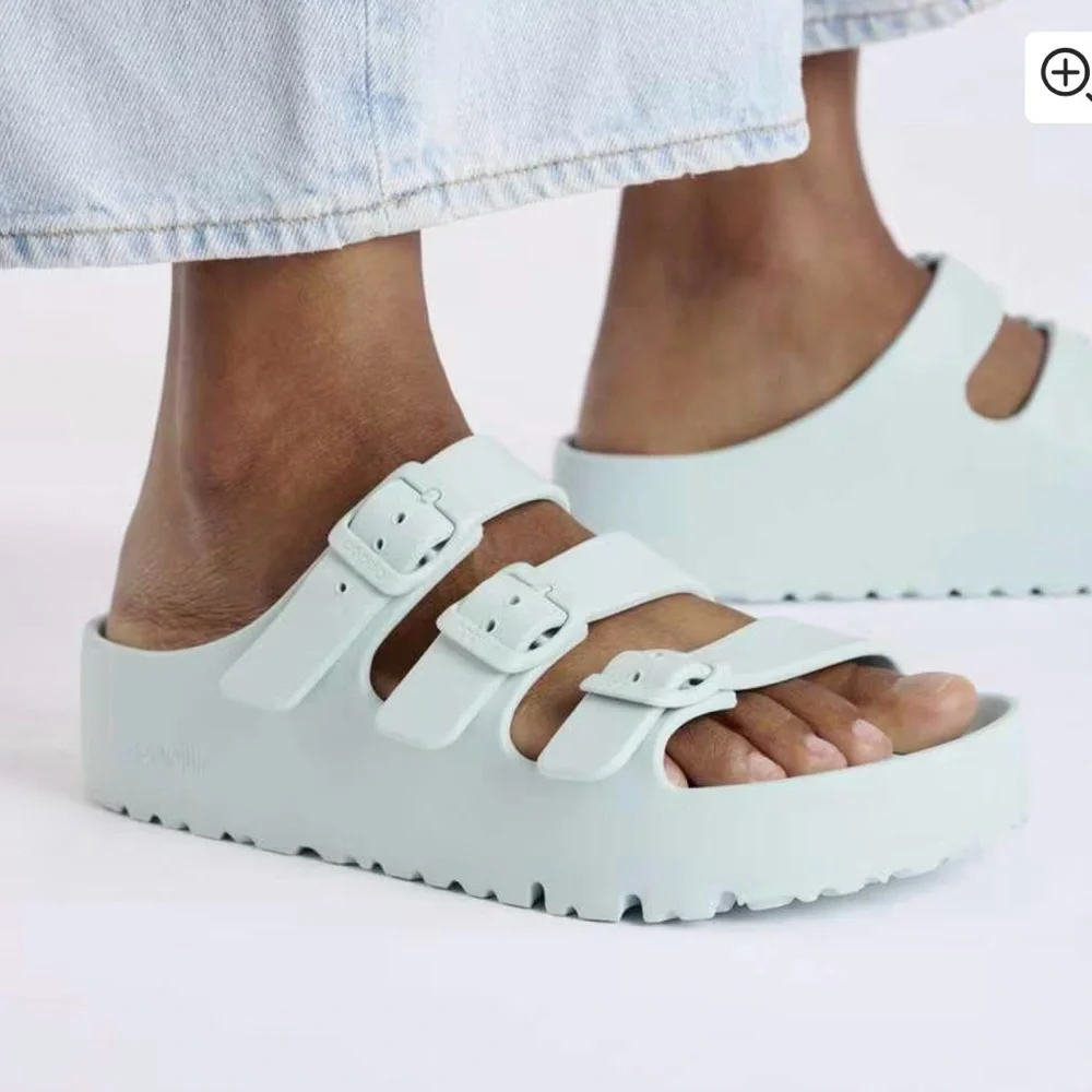 Birkenstock Florida Flex Platform Triple Strap Sandals Surf Green Size 38 (7.5) - Picture 14 of 14